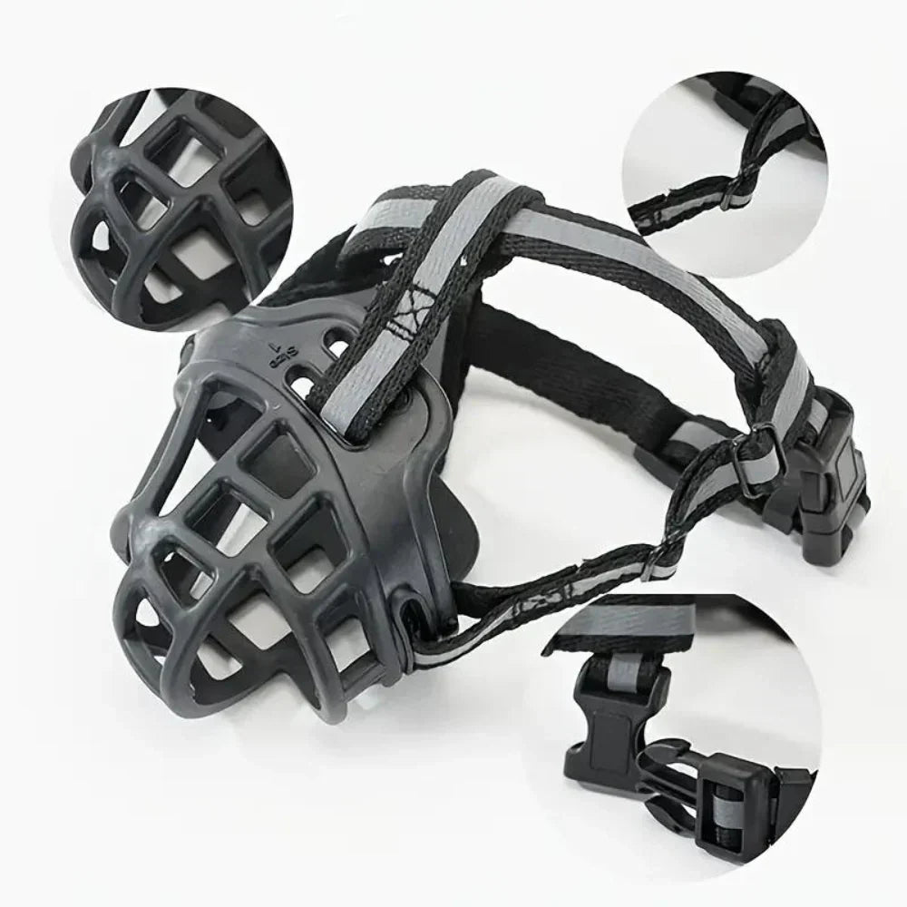 Dog Muzzle with Adjustable Head and Jaw Straps for Reactive Behavior