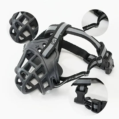Dog Muzzle with Adjustable Head and Jaw Straps for Reactive Behavior