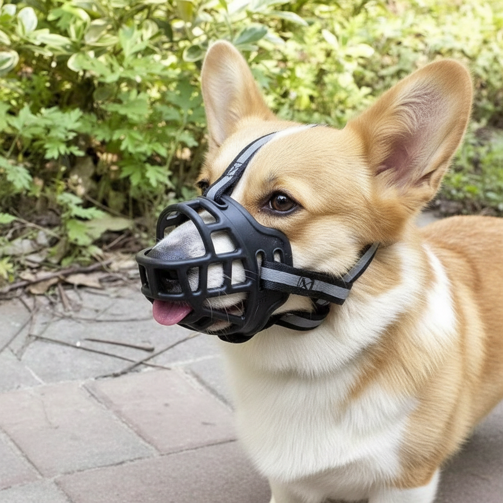 Dog Muzzle with Adjustable Head and Jaw Straps for Reactive Behavior