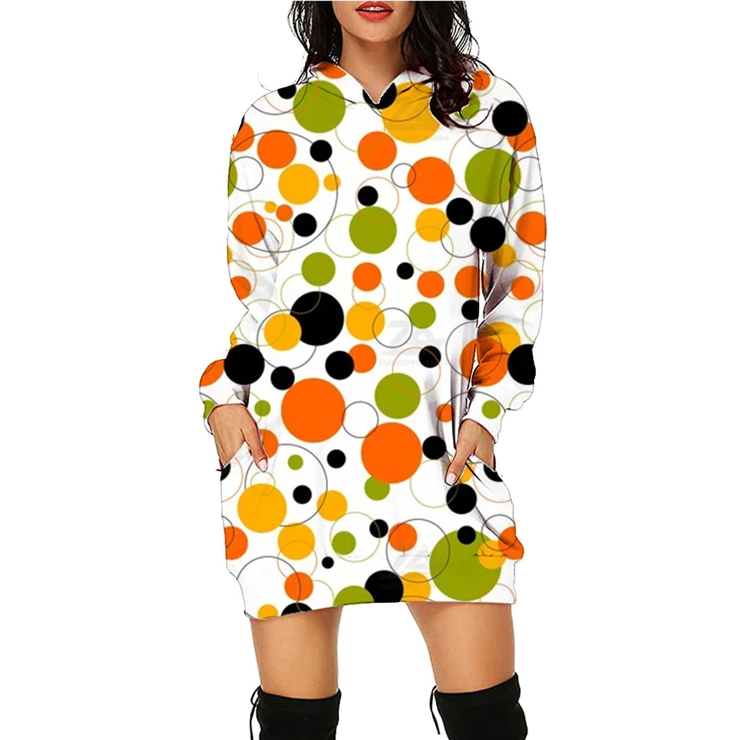 Halloween Print Long Hoodie With Pockets Sweater Sleeve Clothes Women Sc12 / S