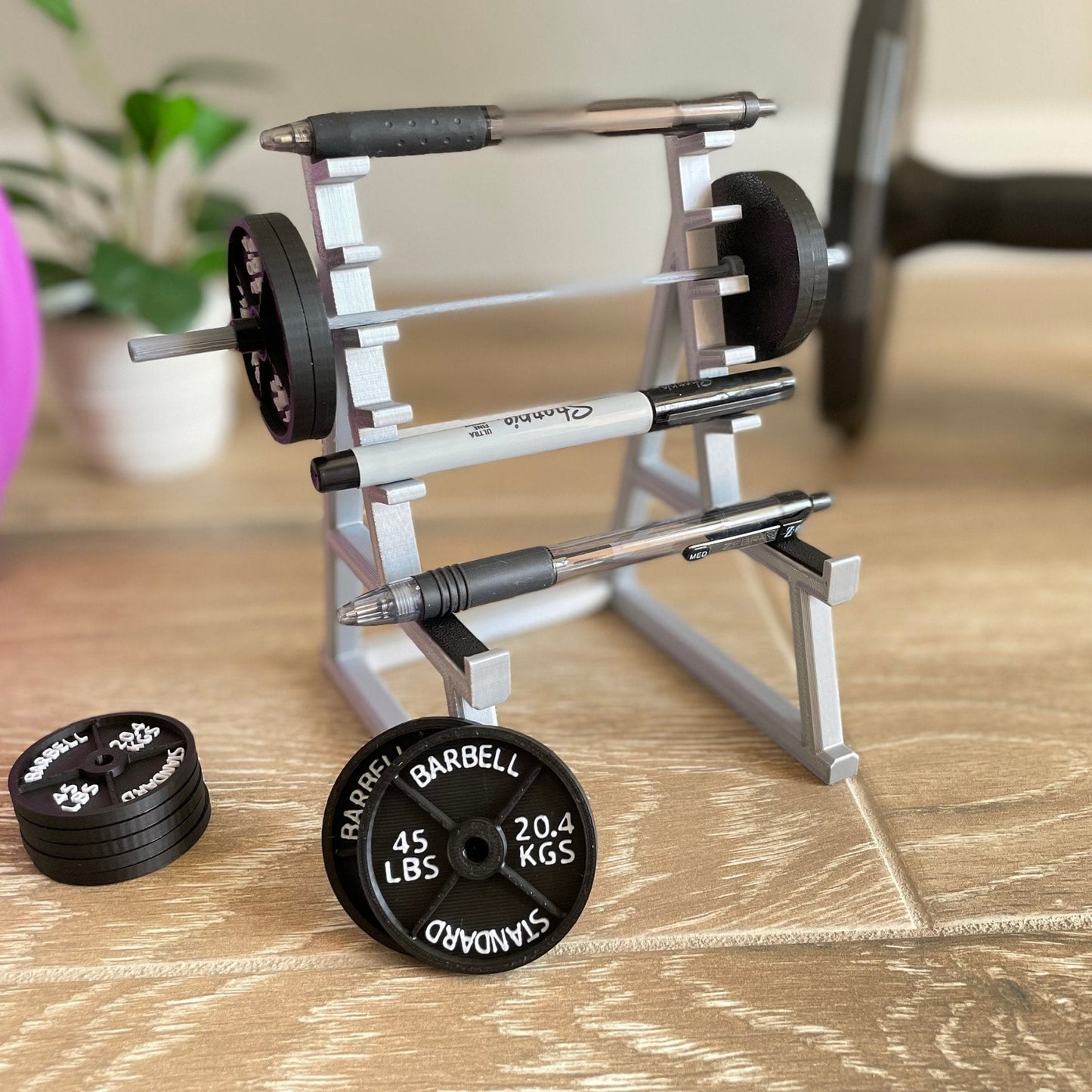 Squat Rack Pen Holder - Desk Organizer Barbell Only