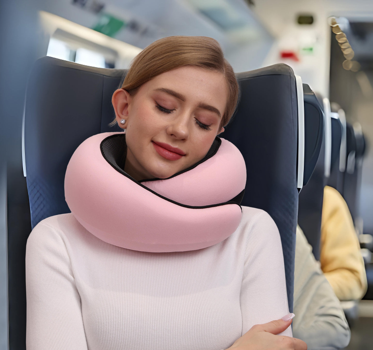 Travel Neck Pillow - Comfortable And Full Support Pink / Velcro