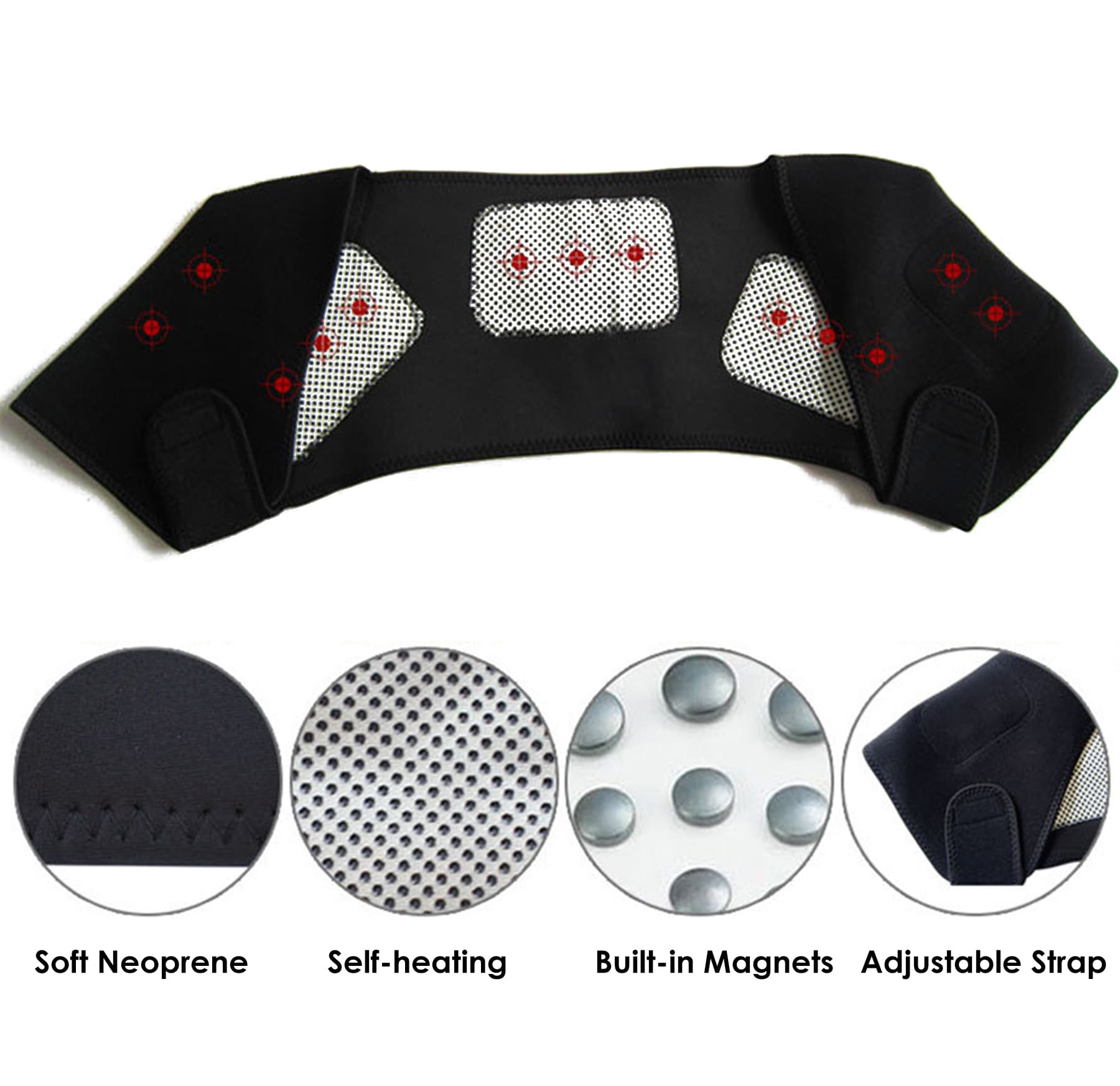 Shoulder Brace With Self-Heating And Magnets For Pain Relief Supports & Braces