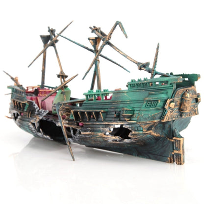 Shipwreck Aquarium Hideout with Air Hose and Multiple Entry Points
