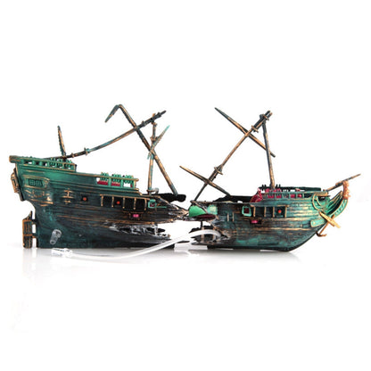 Shipwreck Aquarium Hideout with Air Hose and Multiple Entry Points