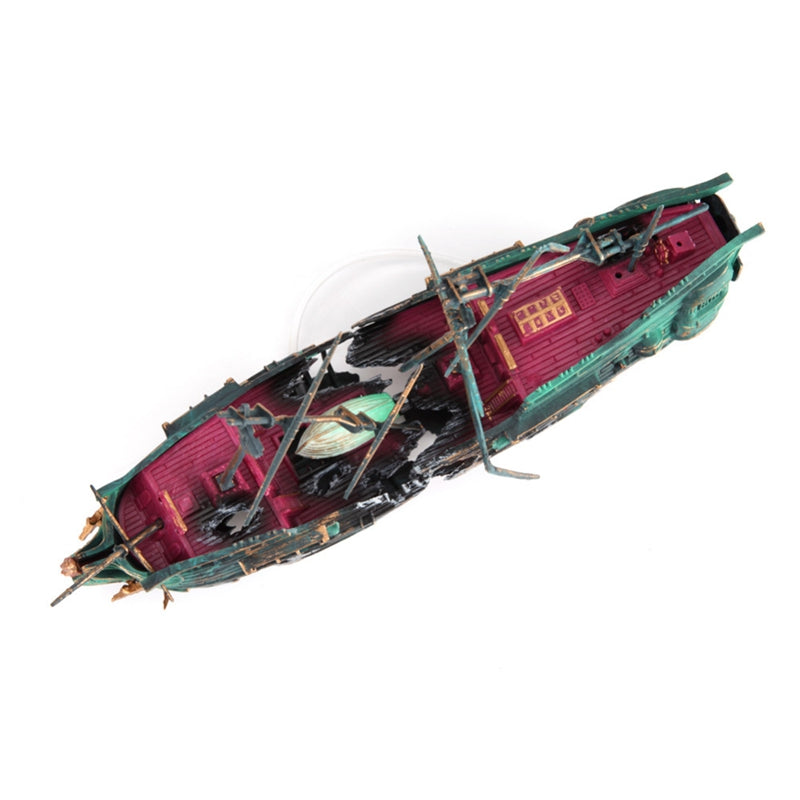 Shipwreck Aquarium Hideout with Air Hose and Multiple Entry Points