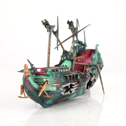 Shipwreck Aquarium Hideout with Air Hose and Multiple Entry Points
