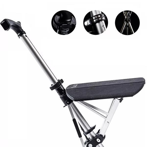 Folding Seat Cane with Tripod Base and Ergonomic Handle