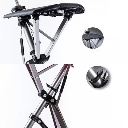 Folding Seat Cane with Tripod Base and Ergonomic Handle