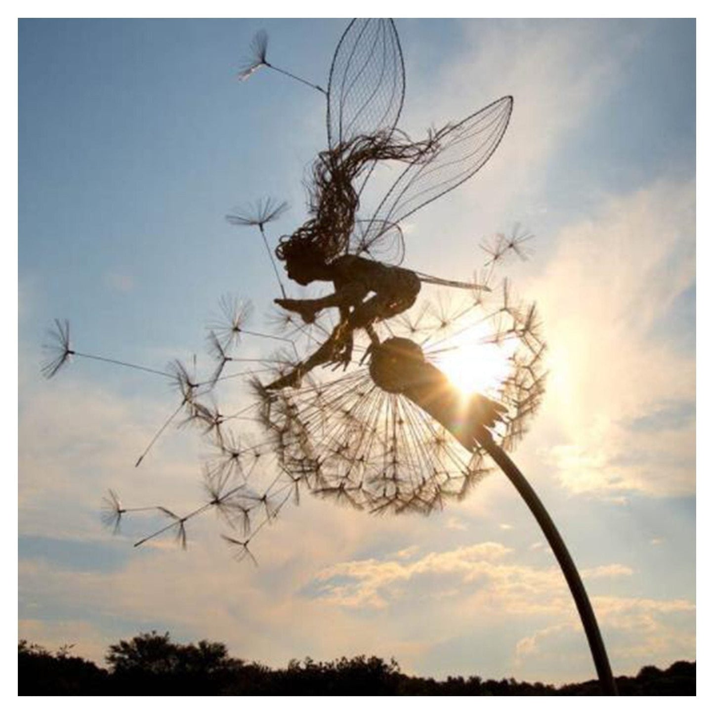 Metal Windmill Fairies And Dandelions Dance Together Garden Yard Art Decor