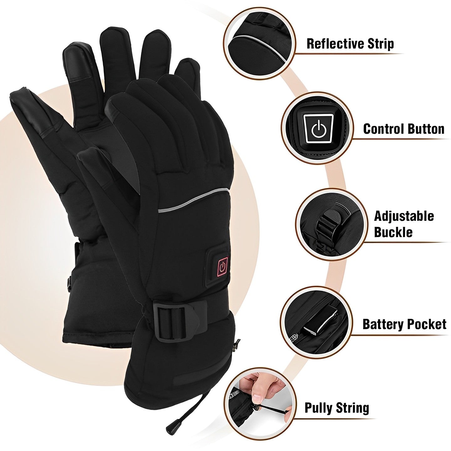 Unisex Heated Gloves Rechargeable Electr