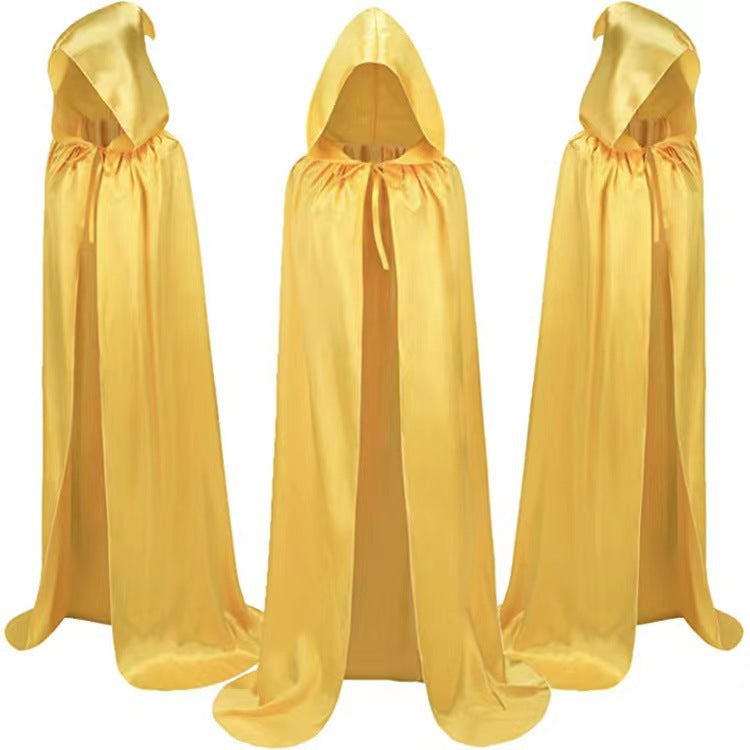 Halloween Cloak Costumes Wizard For Children Hooded Capes Mantle Black Party Decoration Gold / 120Cm