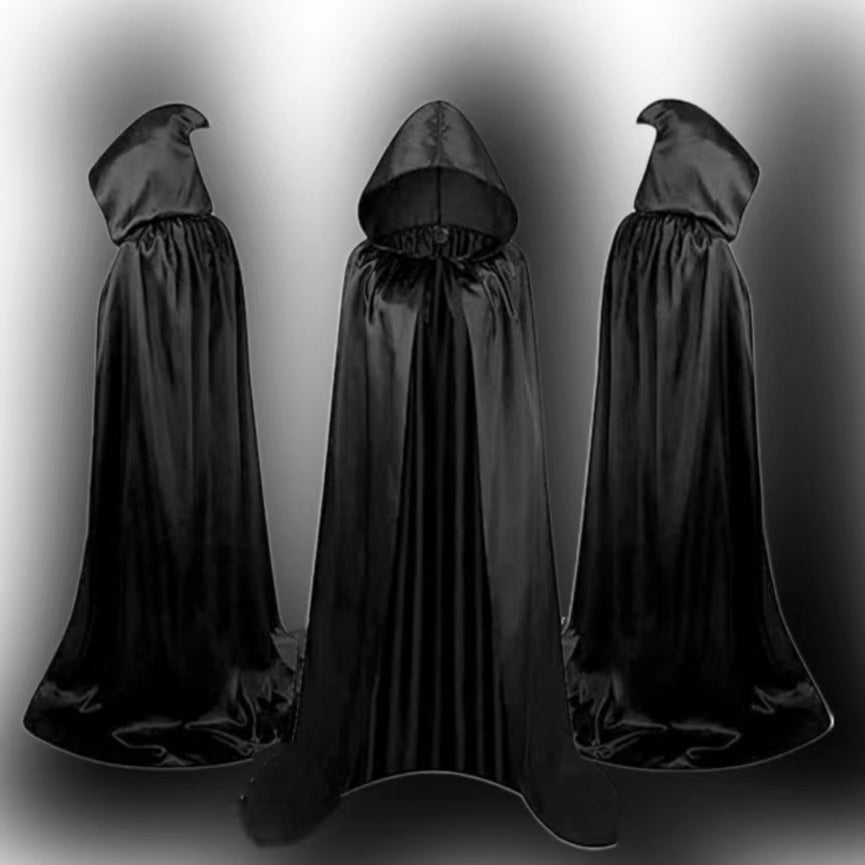 Halloween Cloak Costumes Wizard For Children Hooded Capes Mantle Black Party Decoration / 120Cm