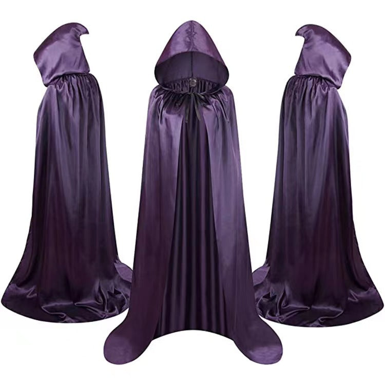 Halloween Cloak Costumes Wizard For Children Hooded Capes Mantle Black Party Decoration Purple /