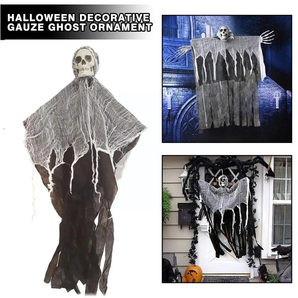 50% Off | Wraithskull Halloween Hanging Ghost Skull With Gauze Decor