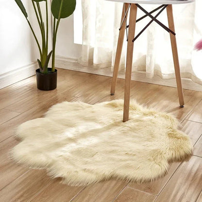 Fluffy Sheepskin Style Flower Rug for Bedroom