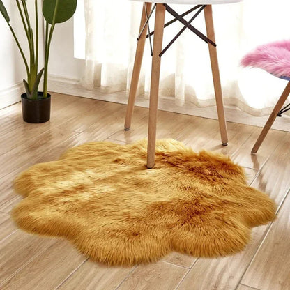 Fluffy Sheepskin Style Flower Rug for Bedroom