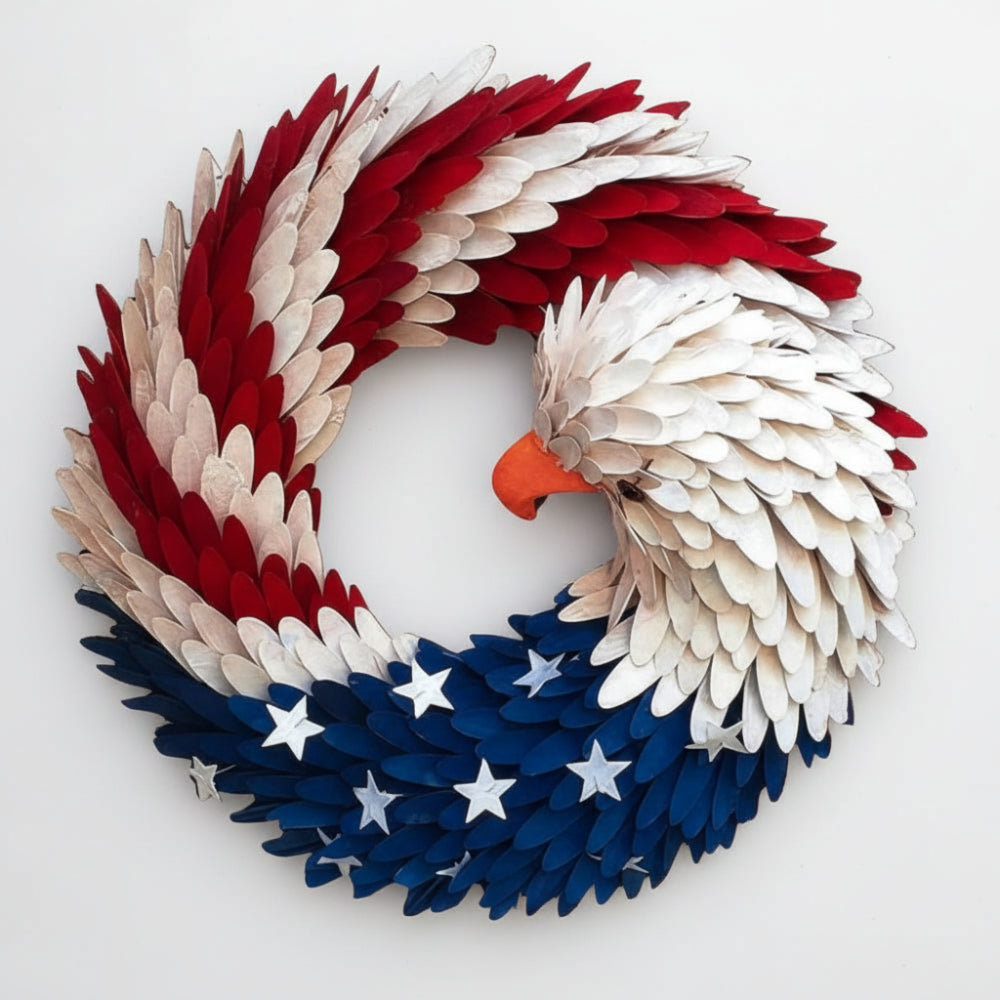 Rustic Eagle Wreath | Handcrafted Patriotic Decor with Weather-Resistant Design | Unique Tribute for Veterans