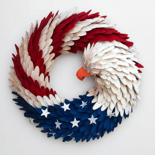 Rustic Eagle Wreath | Handcrafted Patriotic Decor with Weather-Resistant Design | Unique Tribute for Veterans