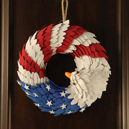 Rustic Eagle Wreath | Handcrafted Patriotic Decor with Weather-Resistant Design | Unique Tribute for Veterans