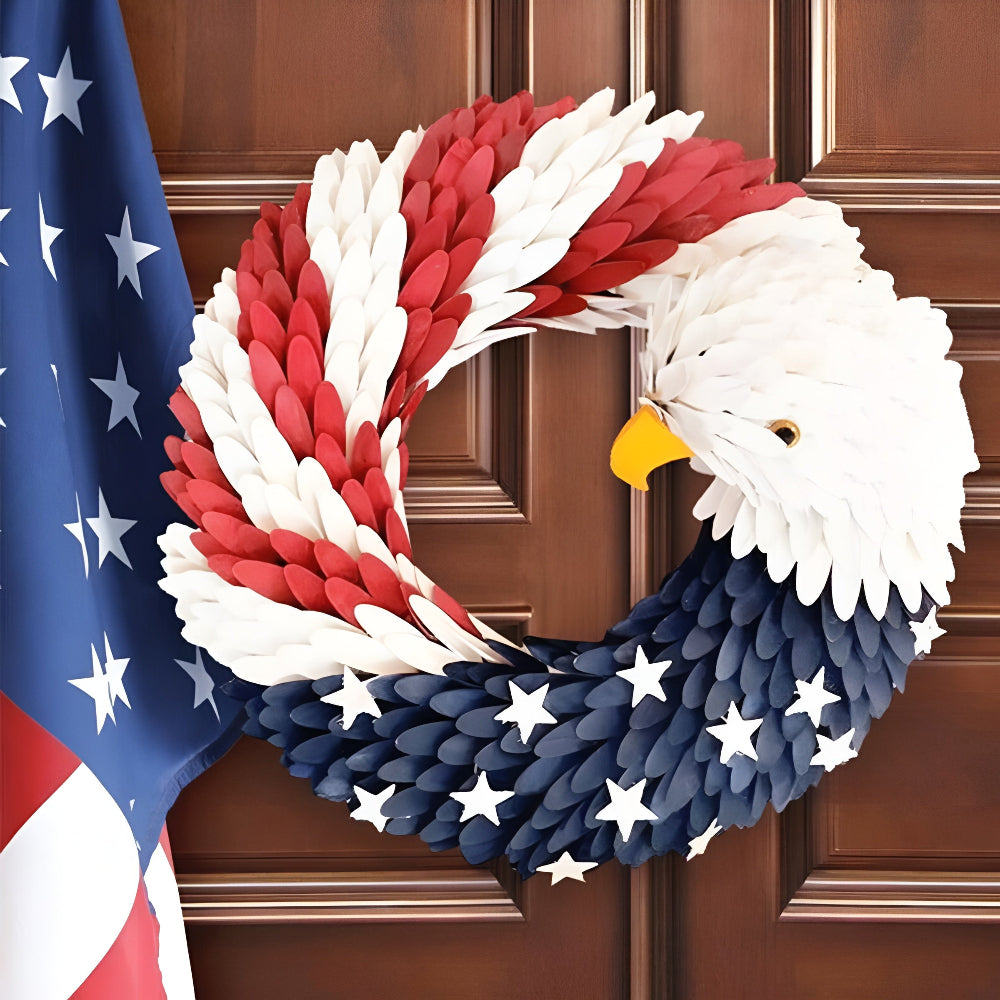 Rustic Eagle Wreath | Handcrafted Patriotic Decor with Weather-Resistant Design | Unique Tribute for Veterans