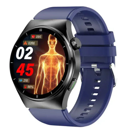 Blood Sugar Glucose Monitoring Smart Watch Blue Tpu