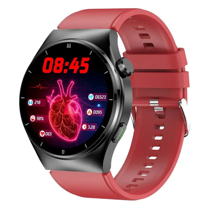 Blood Sugar Glucose Monitoring Smart Watch Red Tpu