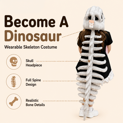HOMERO Realistic Dinosaur Skeleton Costume with Skull Headpiece