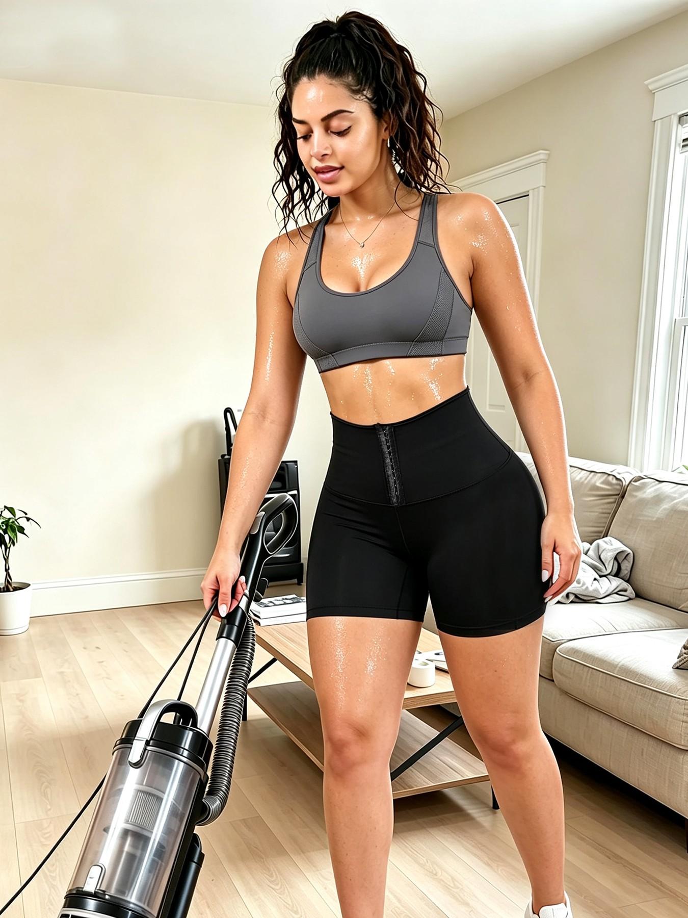 High Waist Sauna Shorts with Moisture Wicking Fabric and Included Waist Trainer