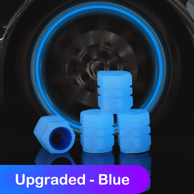 Fluorescent Tire Valve Caps Blue / 4 Pcs