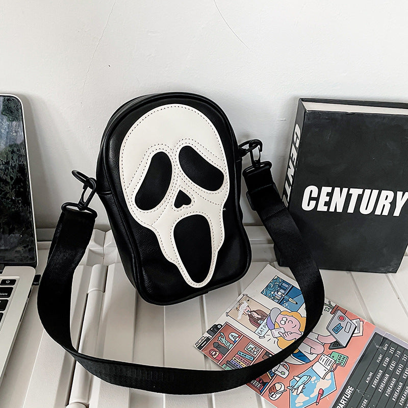 Halloween Funny Ghost Skull Crossbody Shoulder Bag Black