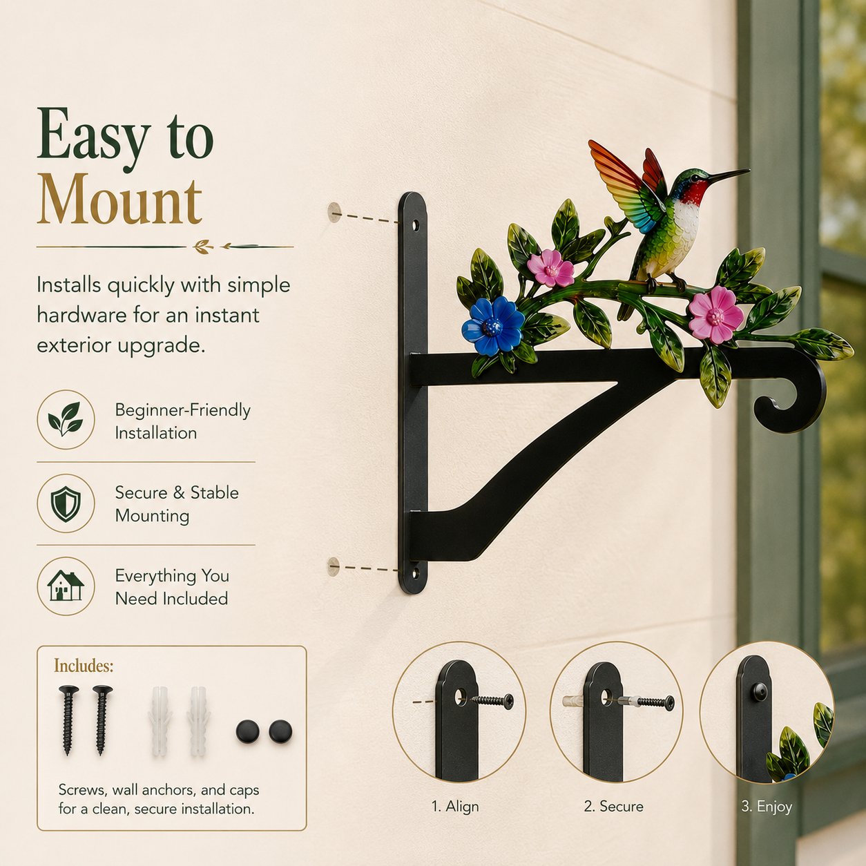 Decorative Hummingbird Garden Bracket