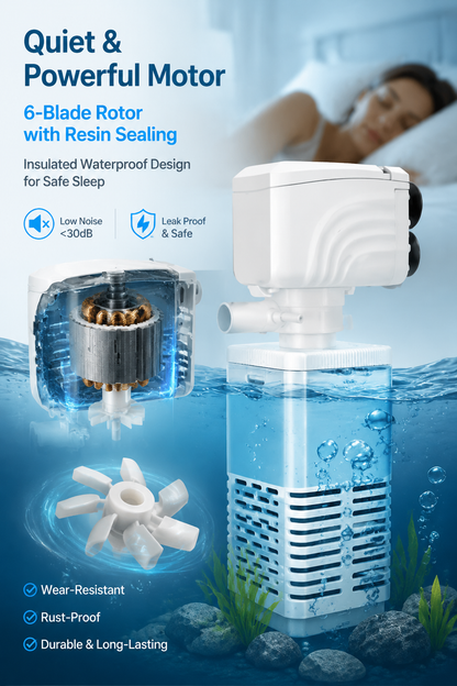 Limited-time offer-Fish Tank 6-in-1 Filter - Filtration, Oxygenation & Water Pumping