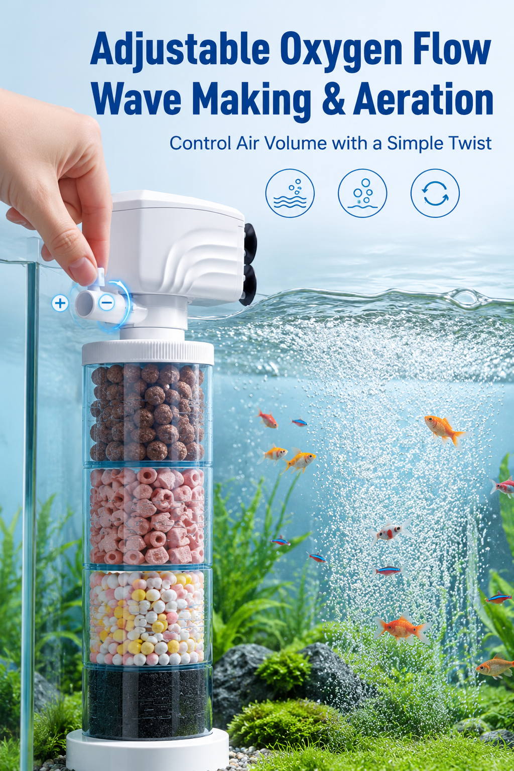 Limited-time offer-Fish Tank 6-in-1 Filter - Filtration, Oxygenation & Water Pumping