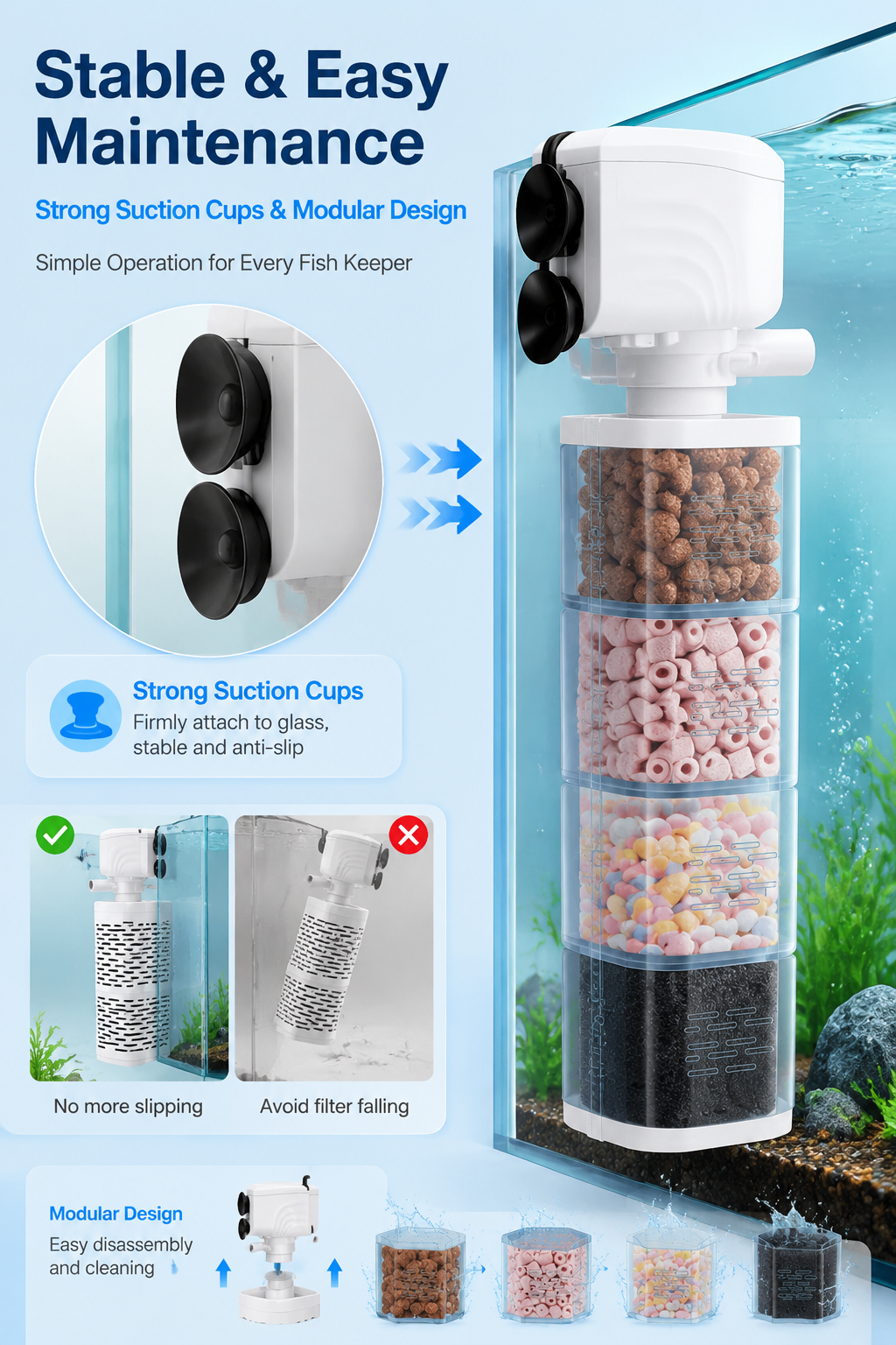 Limited-time offer-Fish Tank 6-in-1 Filter - Filtration, Oxygenation & Water Pumping