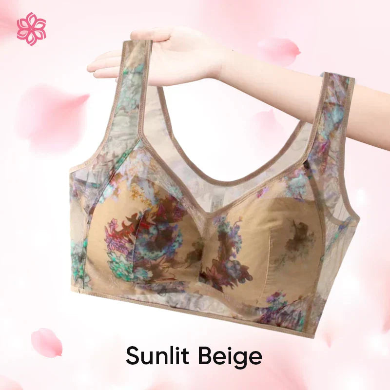 Ellebloom - Lace Buttonless Comfortable Bra Last Day Sale 50% Off Sunlit Beige / L