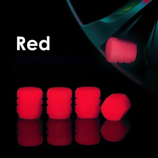 Fluorescent Tire Valve Caps Red / 4 Pcs