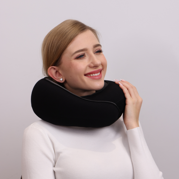 Travel Neck Pillow - Comfortable And Full Support Black / Velcro