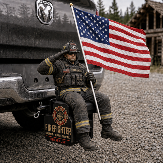 Firefighter Thin Red Line Tribute Trailer Hitch Cover