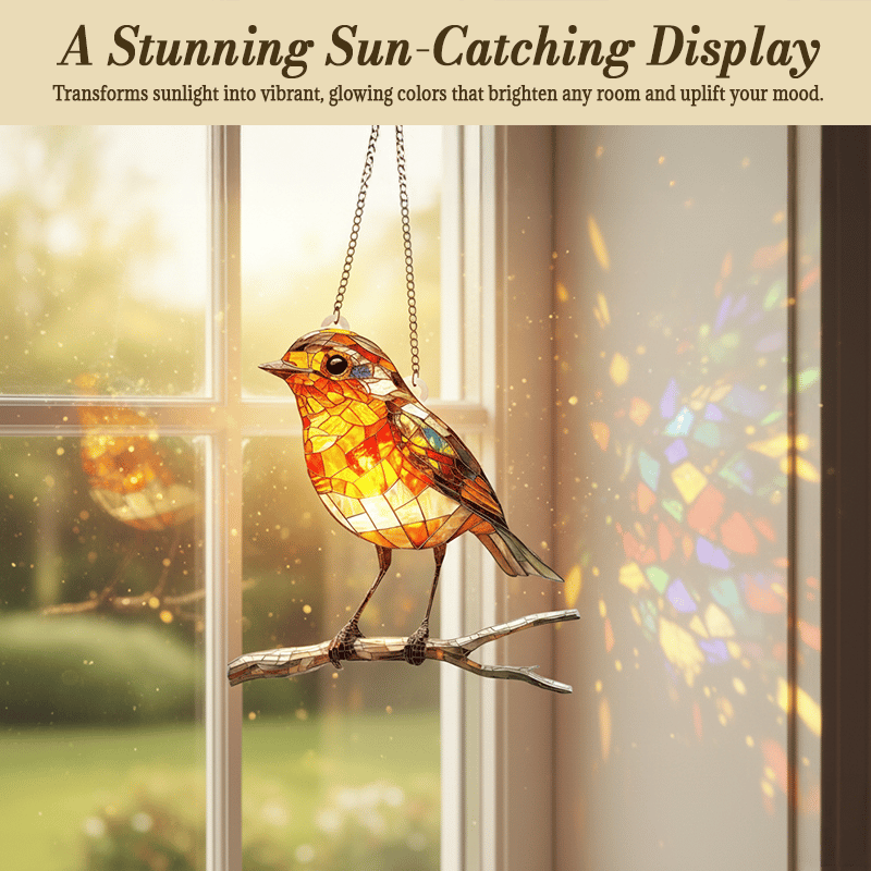 Stained Glass Style Robin Suncatcher