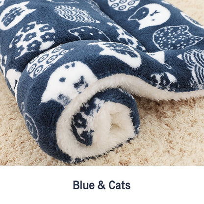 Cosy Calming Cat Blanket Blue With Cats / S (12.6’’X10’’)