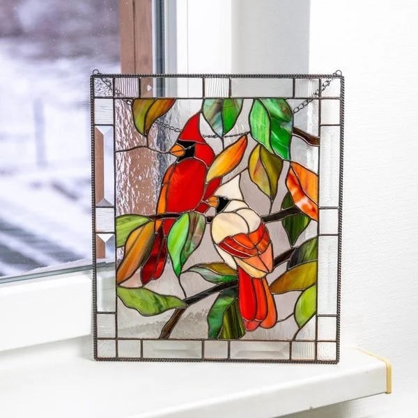 Cardinal Stained Window Panel