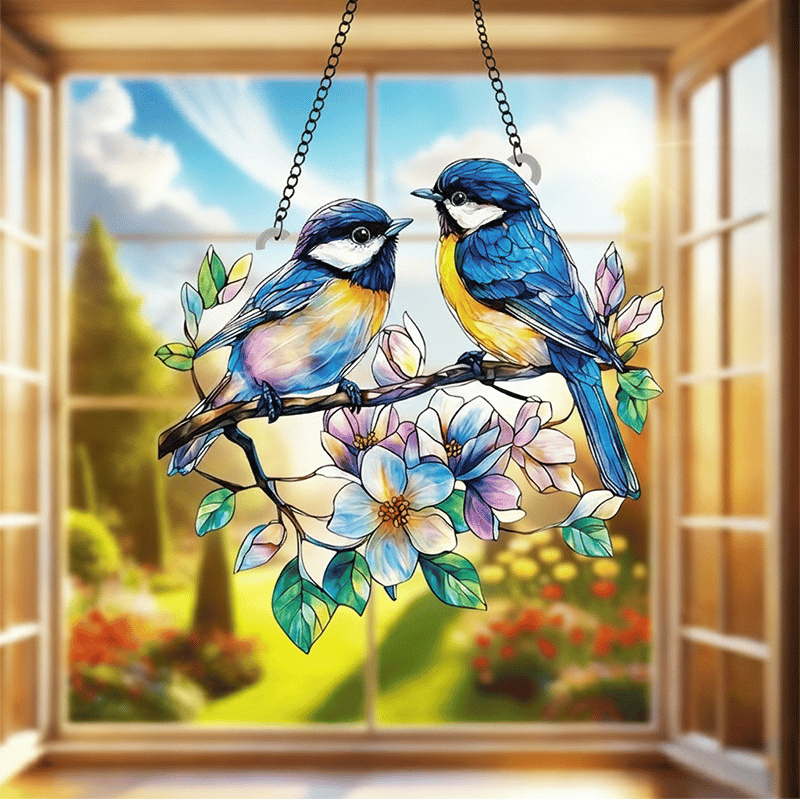 Stained Glass Style Robin Suncatcher