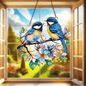 Stained Glass Style Robin Suncatcher