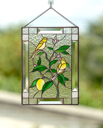 Cardinal Stained Window Panel Canary