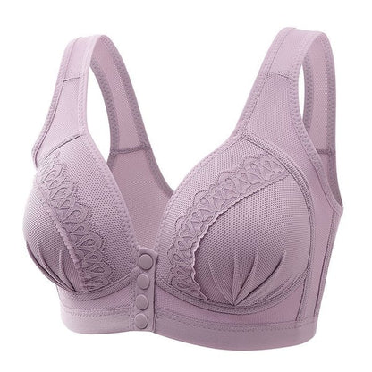 🥰Front Button Breathable Skin-Friendly Cotton Bra Purple / L