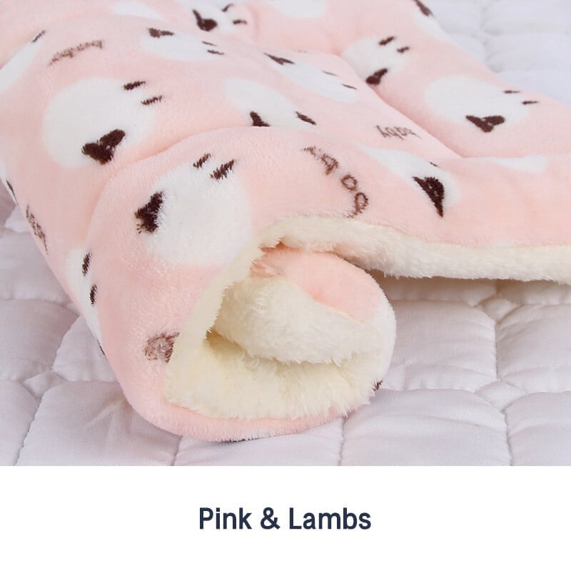 Cosy Calming Cat Blanket Pink With Lambs / S (12.6’’X10’’)