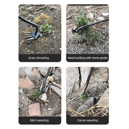 Standing Weed Puller with Four Steel Teeth and Extended Handle
