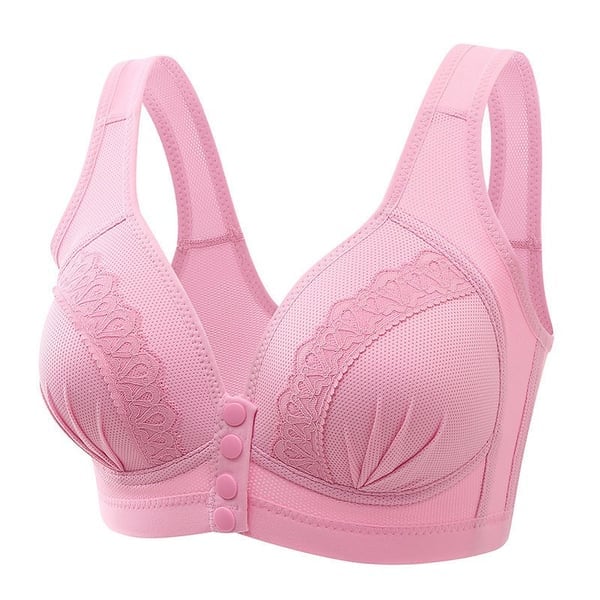 🥰Front Button Breathable Skin-Friendly Cotton Bra Pink / L