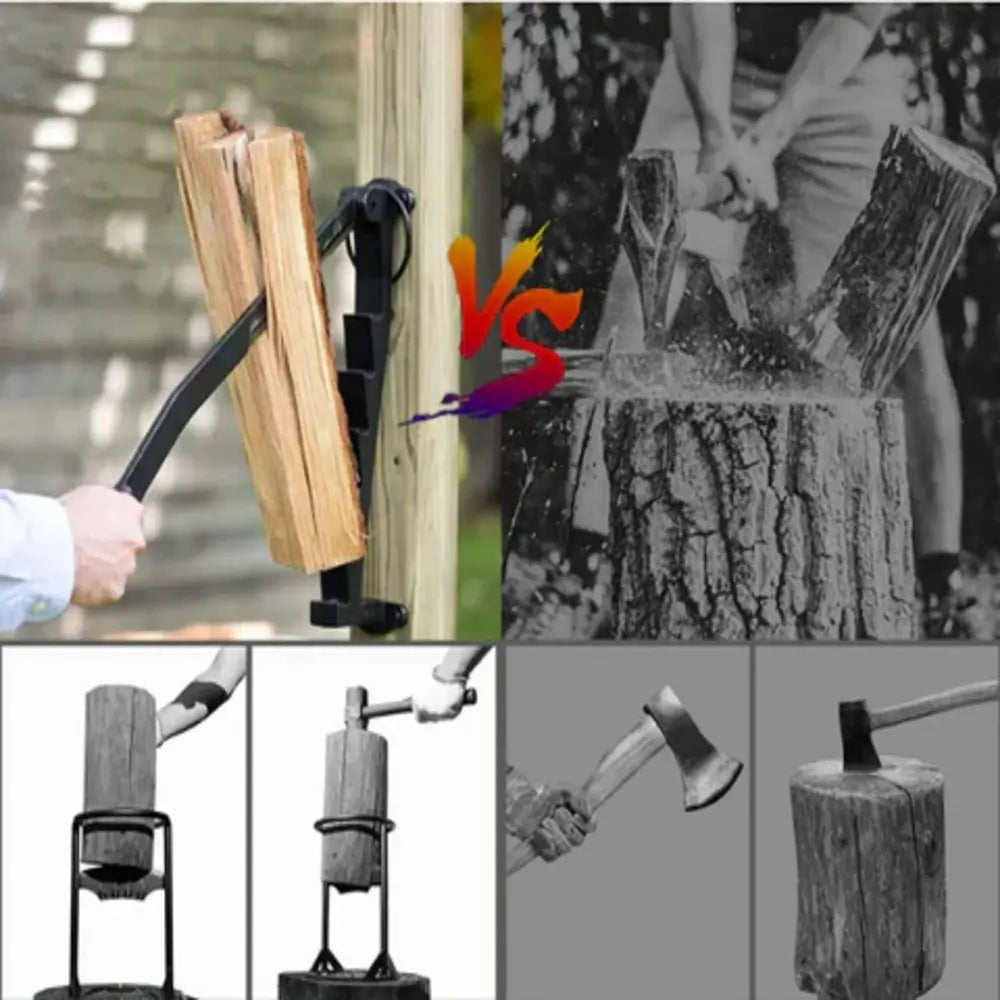 Wall Mounted Firewood Chopper with Carbon Steel Blade and Manual Operation